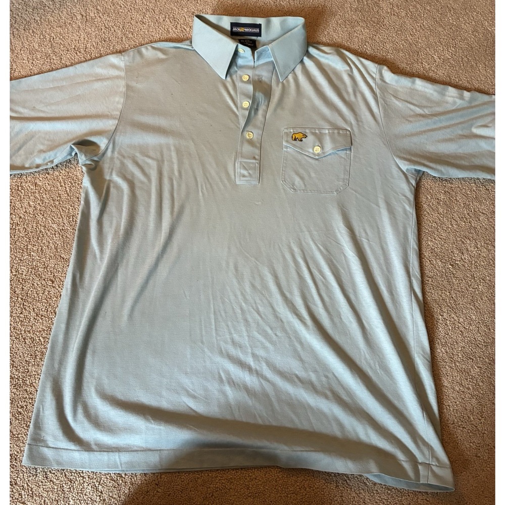 Jack Nicklaus Men's XL Blue Short Sleeve Polo Shirt Pocket Embroidered vintage
